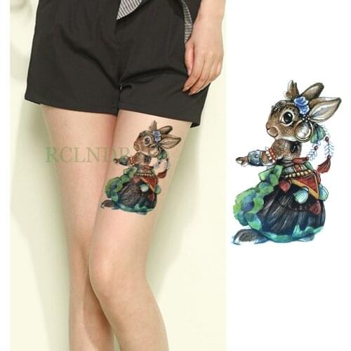 Waterproof Temporary Tattoo Sticker Rabbit Fake Tatto Flash Tatoo Back Leg Arm belly big size body art for Women girl Men