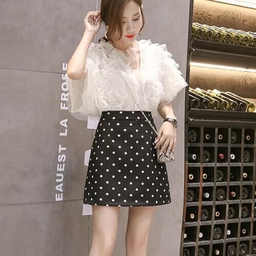 Skirt Korean Version Of The Wave Point High Waist Skirt Was Thin Fashion A Line Skirt 2020