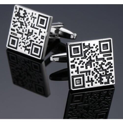 Brand new high quality QR code Cufflinks fashion suit brand jewelry scan code Cufflinks mens business shirt badge pin gift