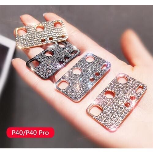 For Huawei P40 P40 Pro Diamond Camera Lens Protector Film Fashion Glitter Crystal Len Protective Cover Rose Gold Black Silver