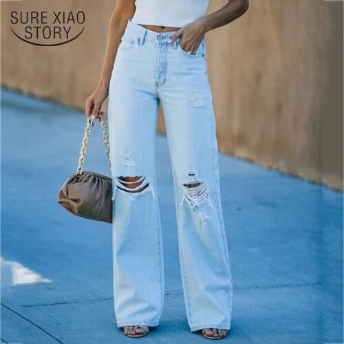 Woman Jeans High Waist Clothes Wide Leg Denim Pants Blue Streetwear Vintage Quality 2021 Fashion Harajuku Straight Pants 15313
