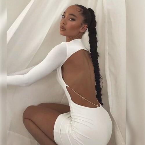 Black Bandage Dress Sexy Long Sleeve Bodycon Mini Dress 2021 Autumn New Arrival Women Backless Night Club Party Dress