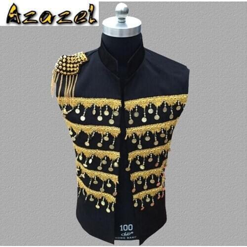 Azazel Hot New Palace costume vest Dress male singer jacket stage show vests nightclub bar Tides Men Fashion stage costume S-3XL