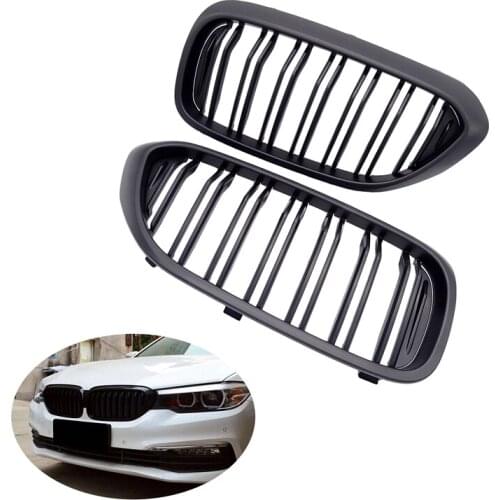 1 Set Car Replacement Front Grille Black 2 Line Double Slat for BMW 5 Series M5 G30 G31 G38 Racing Car Styling Grilles
