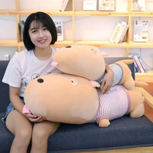 1PC Cute Big Dog Doll Striped Dog Plush Toy Filled Soft Animal Doll Sleeping Pillow Child Christmas Gift Valentines Day Gift