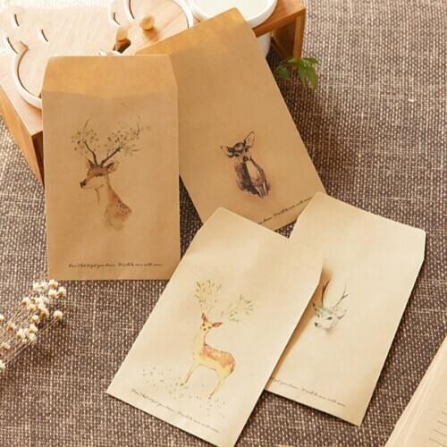 10Pcs deer/elk Birthday Card envelope Anniversary Gifts Postcard Christmas Wedding Invitations Chinese style envelope