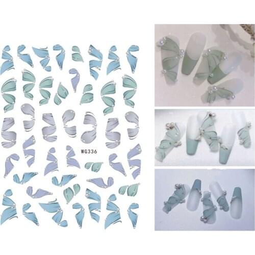 10PCS Female Nail Sticker 3D Silk Pattern Pearl Edge Applique Nail Slider Beauty Decoration