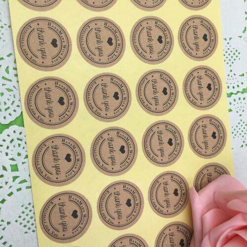 120pcs per lot THANK YOU Black Heart Adhesive Kraft Seal Sticker for cake/Gift/ Kraft Label Stickers