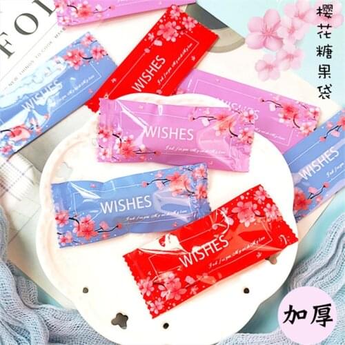 200 Pcs Cherry Bossoms Wishes DIY Handmade Nougat Candy Packaging Bags Milk Candy Taffy Wrapper Party Gift Decor