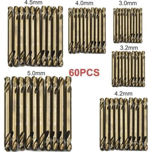 30% Off 60pcs HCO M35 Cobalt Double Ended Drill Bit DIY Tools Spiral Jobber Drill Bits Twist Drill Imperial 3mm,3.2mm,4mm,4.5mm