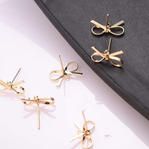 4Pcs/Pack Butterfly Earring Studs Components Ear Pin Post for Earring Making Findings 18K Real Gold Plated Jewelry Crafts Kit