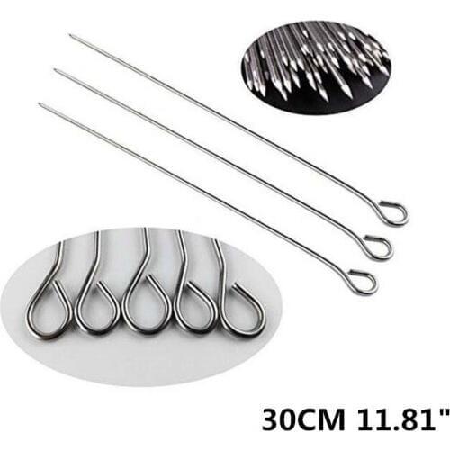 6/10/12pcs 30cm 11.81inch Metal BBQ Sticks Barbecue Shish Kabob Skewer set Round BBQ Grill Needle Outdoor Picnic BBQ Accessories