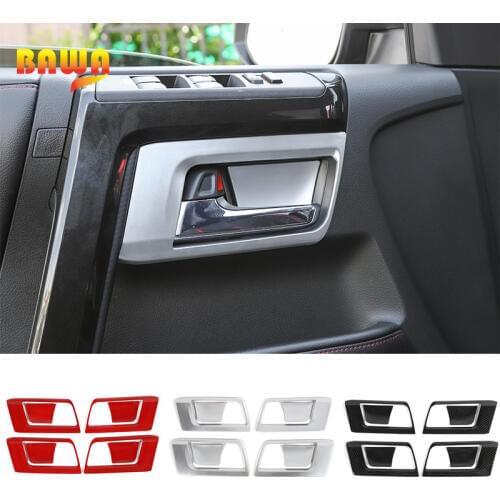 BAWA 8PCS Car Interior Door Bowl Handle Decoration Cover Stickers For Toyota 4Runner 2010+ Auto Interior Decoration Red Sliver