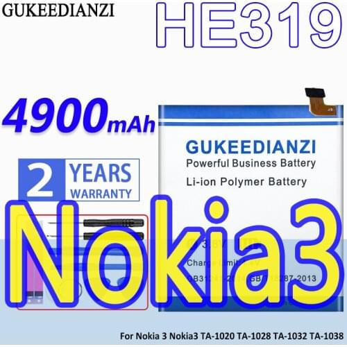 High Capacity GUKEEDIANZI Battery HE319 4900mAh For Nokia 3 Nokia3 TA-1020 TA-1028 TA-1032 TA-1038