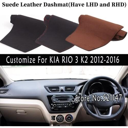 Accessories Car-styling Suede Leather Dashmat Dashboard Cover Dash Mats For KIA RIO 3 K2 2012 2013 2014 2015 2016 LHD RHD