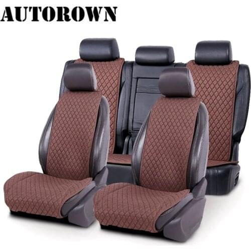 AUTOROWN 100% Natural Flax Car Seat Covers Universal Size for All Types of Seats Linen Fabric Car Seat Covers Auto Accessories