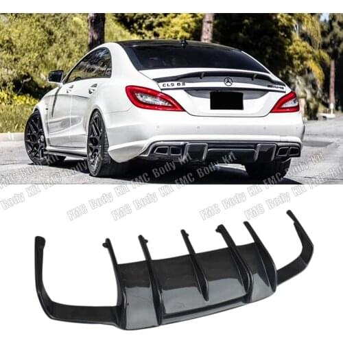 Real Carbon Fiber Rear Bumper Lip Spoiler Trunk Diffuser Cover For Mercedes Benz W218 CLS63 CLS350 2012 2013 2014