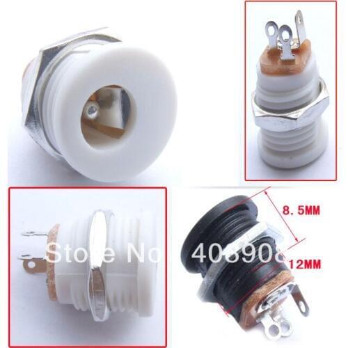 White 5.5MM 2.1mm DC Socket PLUG PCB Panel Mounting Soldering