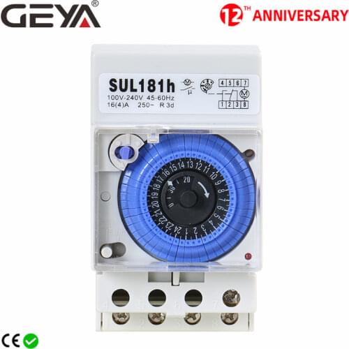 Free Shipping GEYA SUL181h Analog Mechanical Timer Switch 100V-240V 24 Hours Programmable Timer with 30min Setting
