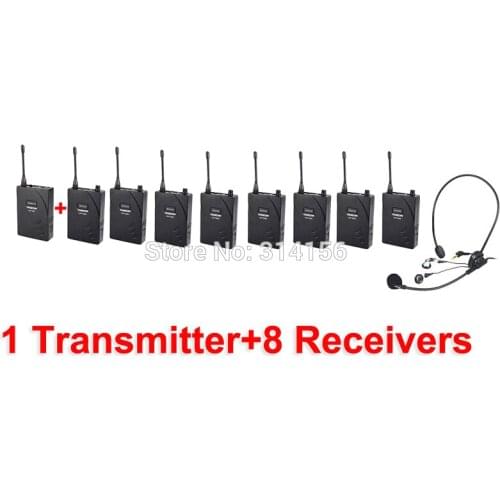 Takstar UHF-938/ UHF 938 UHF frequency Wireless Tour Guide System 50m Operating Range 1 Transmitter+8 Receivers for Tour guiding