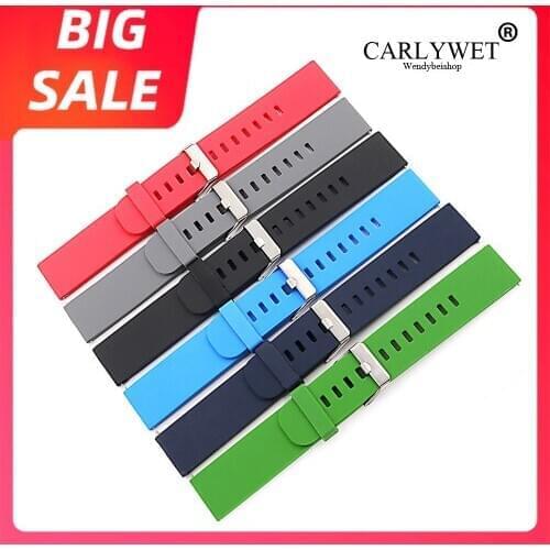 CARLYWET 18 20 22mm Top Green Watch Band Strap Waterproof Silicone Rubber For Samsung Galaxy Gear&MOTO 360 2nd&Ticwatch 2 Huawei