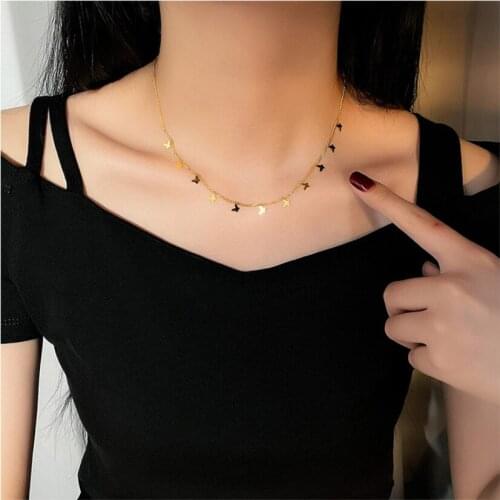 316L Stainless Steel New Fashion Upscale Jewelry Soldering Many Butterflies Charms Chain Choker Necklaces & Pendants For Women
