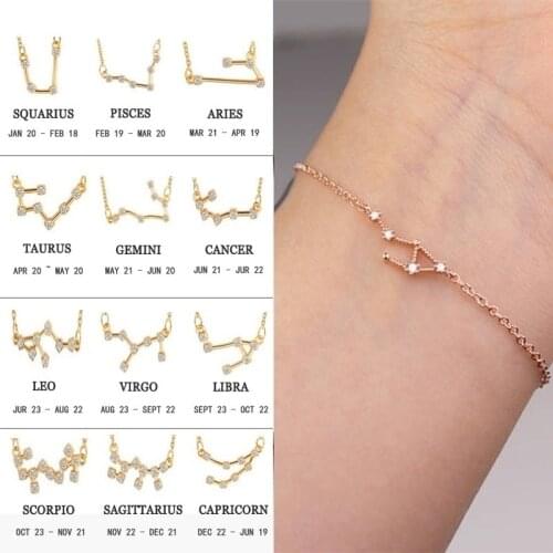 Constellation Simple Bracelets for Women Charm Zodiac Pattern Chain Bangles Baby Birthday Bracelet Jewelry Gift