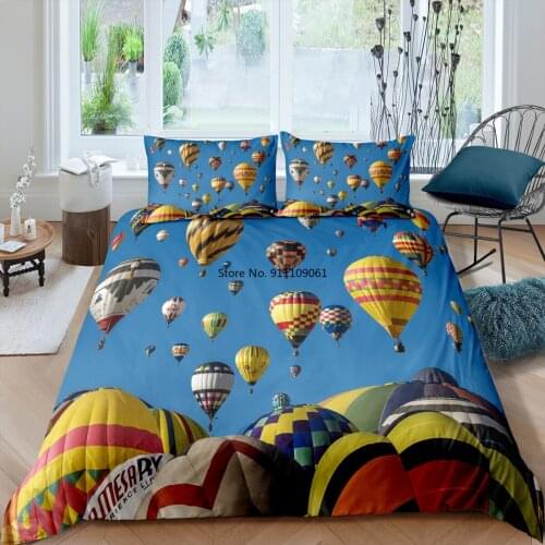 Home Textiles Hot Air Balloon 3d Bedding Set Travel Style Queen King Size Duvet Cover 2/3pcs Bedclothes Quilt Covers Pillowcases