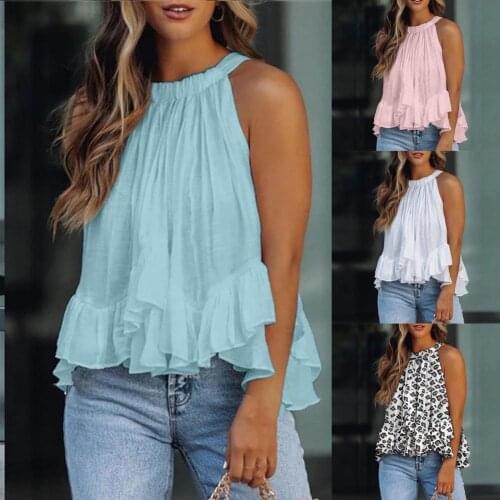 High quality Women T-shirt Solid Color Loose Summer Sleeveless Round Neck Top for Dating T Shirts Clothesing New Womens Tops