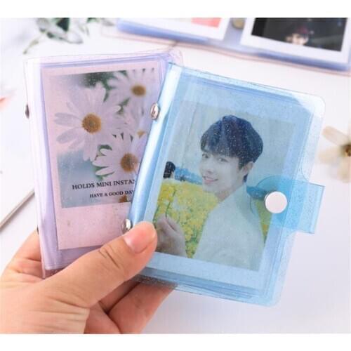Hot 100pcs/lot Jelly Color Photo Album for Mini Card Photo Sticker Album Photos Instax Album Transparent Glitter Card Holder