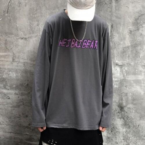 High Street simple letters loose bottom long-sleeved T-shirts for men and women