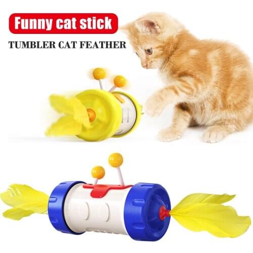 Tumbler Cat Toy Free Rotation Ball Feather Kitten Toy Self-weight Balance Pet Supplies For Home @ls