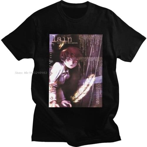 Classic Mens Serial Experiments Lain T Shirts Short Sleeve Cotton Tshirt Anime Manga T-shirt Iwakura Tee Top Clothing Gift