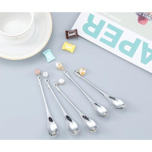 Stainless Steel Coffee Spoon With Pendant Tassel Cute Gold Silver Color Stirring Mixing Tea Spoon Kitchen Tableware Supplies