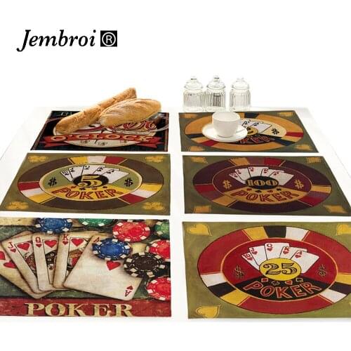 Cotton-linen Cartoon Retro Poker Beer 3d Printing Bar Table Mats Pad Drink Coasters Set Design Kitchen Decoration Accessories