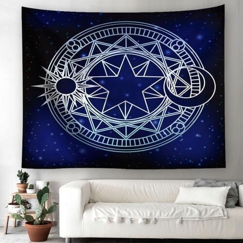 Lannidaa Divination Witchcraf Tapestry Wall Hanging Magic Array Psychedelic Wall Tapestry HomeDecor Bohemian Hippie Cloth Carpet