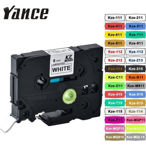 1Pcs label tape Tze 211 Tz211 Laminated Compatible For Brother label printer 6mm white on black tze-111 tze211 label maker tape