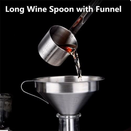 304 Stainless Steel Long Wine Pouring Spoon Hang Sauce Ladle w/Handle Hook, 50/125/250/500ml wine lifter wine measuring hanger