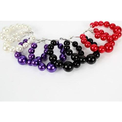 New Fashion Hyperbole Pearl Beaded Hoop Earrings Jewelry Big Round Ring Stud Simple Korean Earrings for Women Pendientes