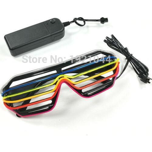 New kind Six Colors multicolor Flashing EL Wire Fashion Shutter Shaped Glasses LED Glasses for Festival Party Decoration