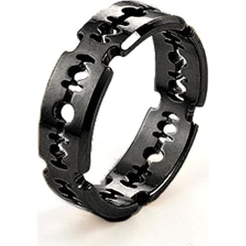Charm Exaggerated Titanium Steel Blade Ring Mens Rock Punk Razor Ring Stainless Steel Ring Party Ladies Fashion Jewelry Gifts