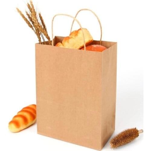 Kraft Paper Bag with Handles Solid Color Gift Packing Bags Wedding Christmas Party Supplies Handbags Favor Paper Gift Bags