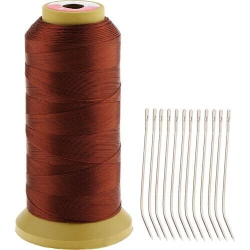 1000m Hair Sewing Braiding Weft Weaving Thread String Cord with Lots 12 Pieces Braid Threader Hook