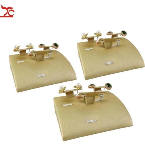 Gold PU Jewelry Display Stand Earring Ear Studs Jewelry Showcase Drop Shape Resin Stud Organizer Holder Stand 3pcs/lot