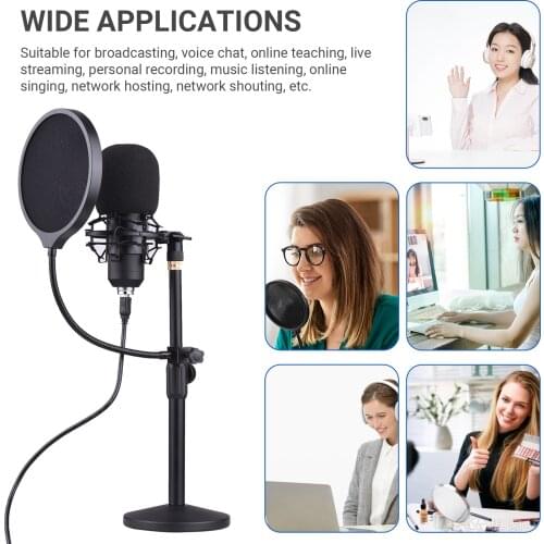 Professional Desktop USB Condenser Microphone & Flat Head High Sampling Rate Monitoring Function Plug-And-Play Capacitor Mic