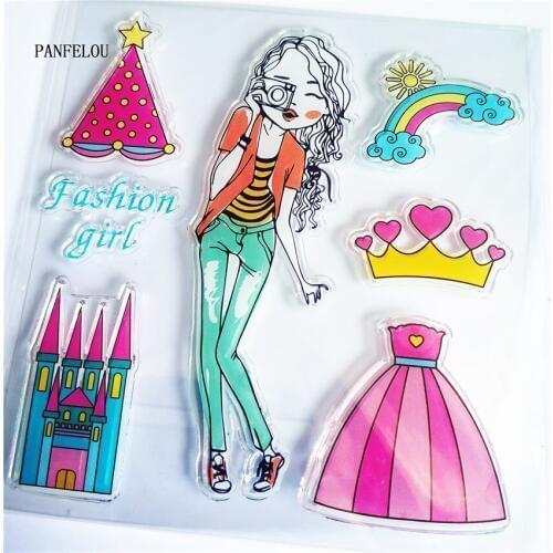 PANFELOU Photo girl Transparent Silicone Rubber Clear Stamps cartoon for Scrapbooking/DIY Easter wedding album