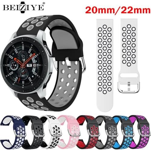 20 22mm Silicone Sport Watch Band For Samsung Galaxy Watch 42 46MM Gear S3 Huawei Watch 3/3 Pro Strap Correa Active 2 Watchband