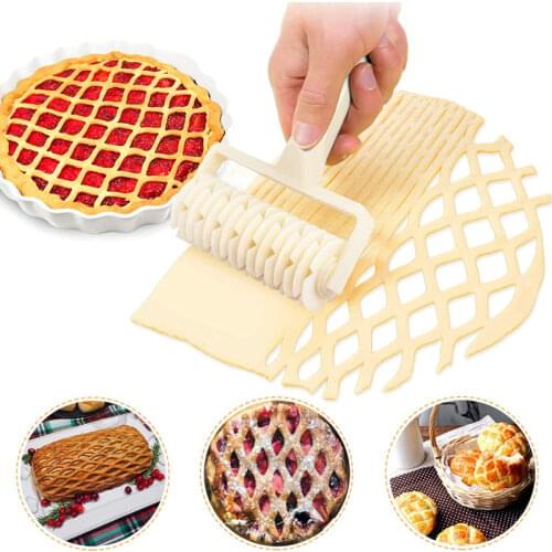 L Size Pie Pizza Cutter Pastry Bakeware Embossing Dough Roller Lattice Roller Cutter Cake Tools Plastic Baking Tool Accessories