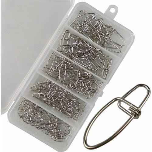 HiUmi 155pcs/set Fishing Insurance Snaps Pin Connector Stainless Steel Fishing Hook Snap Clips Connector Set With Box
