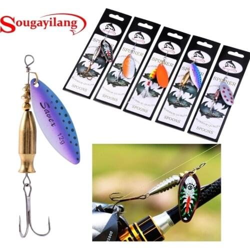 Sougayilang 4Pcs/5Pcs Stainless Steel Fishing Lure Sequin Spinner Bait with Hook Peche Fish Lure Pesca Fishing Tackle